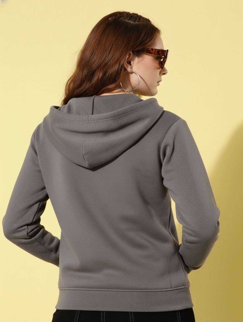 women solid long sleeve hooded sweatshirt - 22288615 -  Standard Image - 2