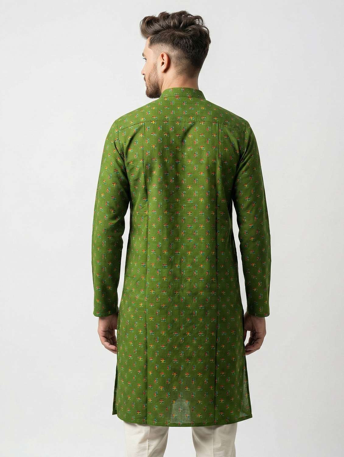 men printed mandarin neck long kurta - 22288699 -  Standard Image - 2