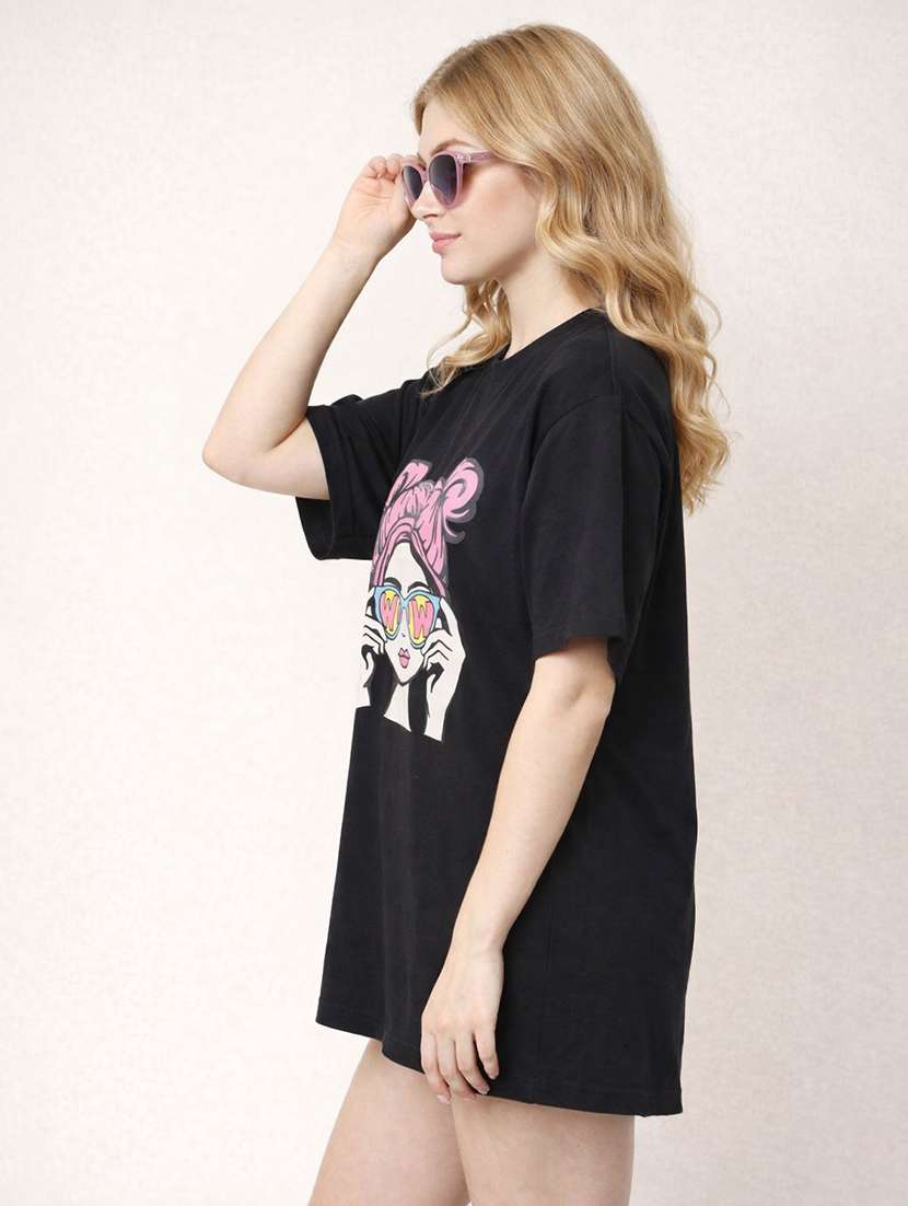 women pack of 2 printed short sleeve oversized t-shirt - 22288711 -  Standard Image - 2