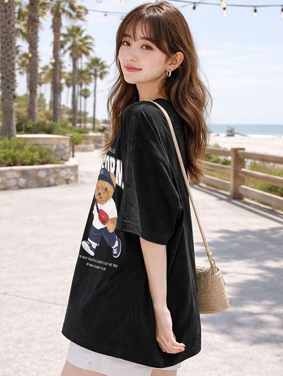 women pack of 2 printed short sleeve oversized t-shirt - 22288712 -  Standard Image - 2