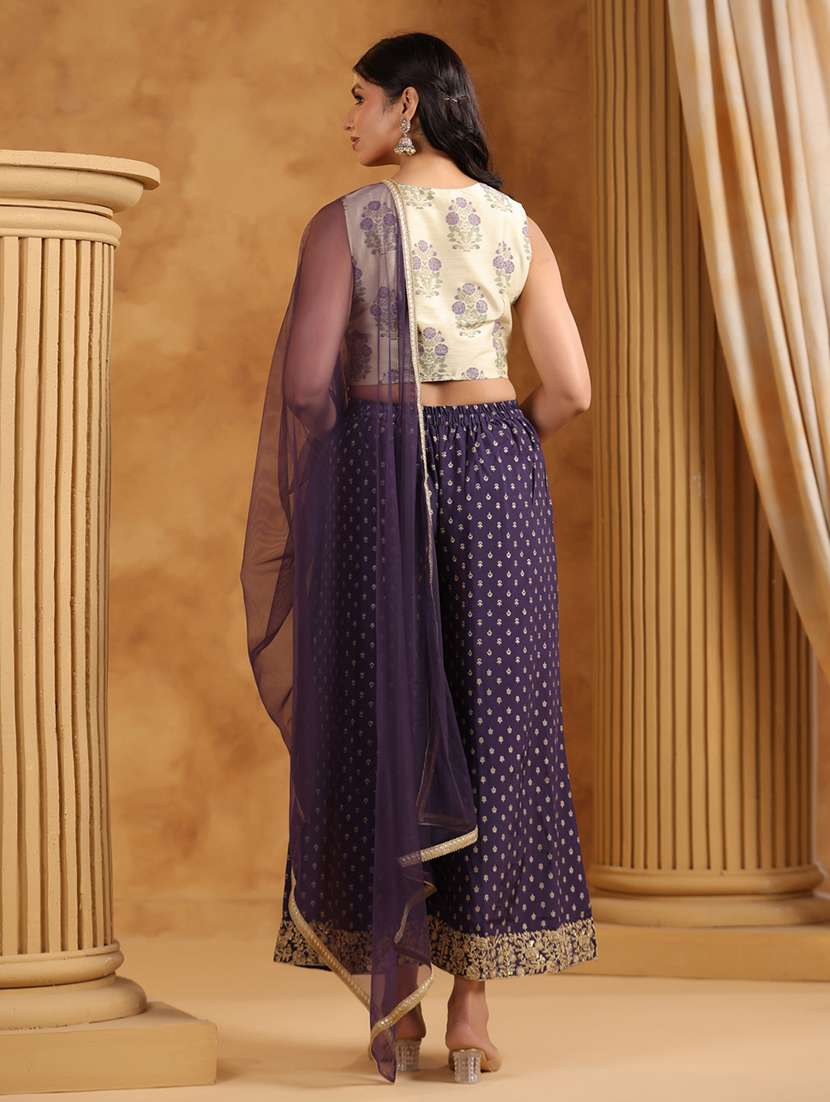 women floral sleeveless top pant with dupatta set - 22288773 -  Standard Image - 2