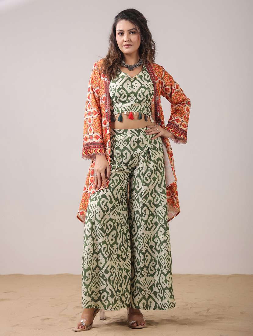 women ikat long sleeve fusion set