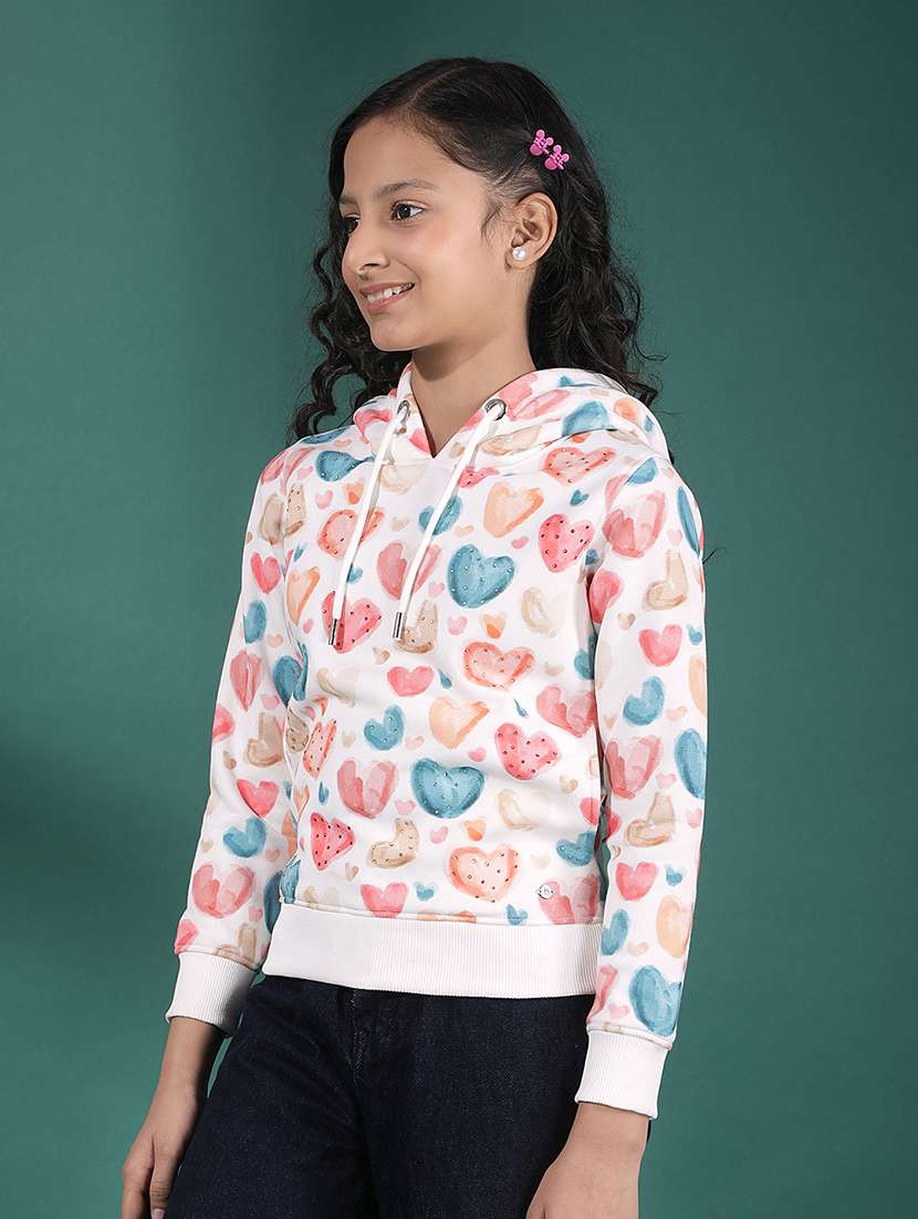 girls printed long sleeve hooded sweatshirt - 22288794 -  Standard Image - 2