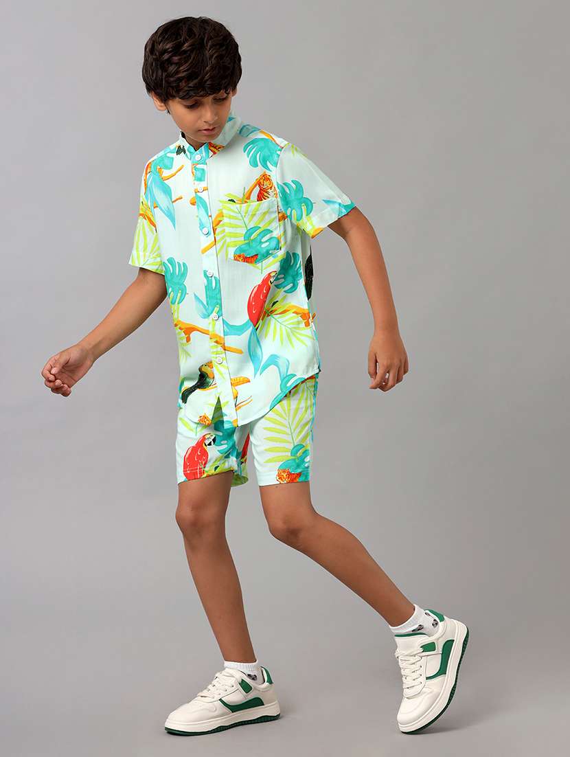boys printed shirt & shorts co-ords set - 22288830 -  Standard Image - 2