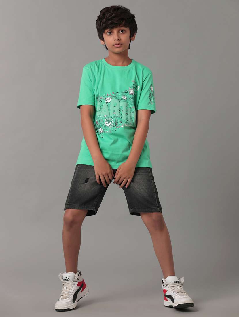 boys solid mid rise denim shorts - 22288866 -  Standard Image - 2