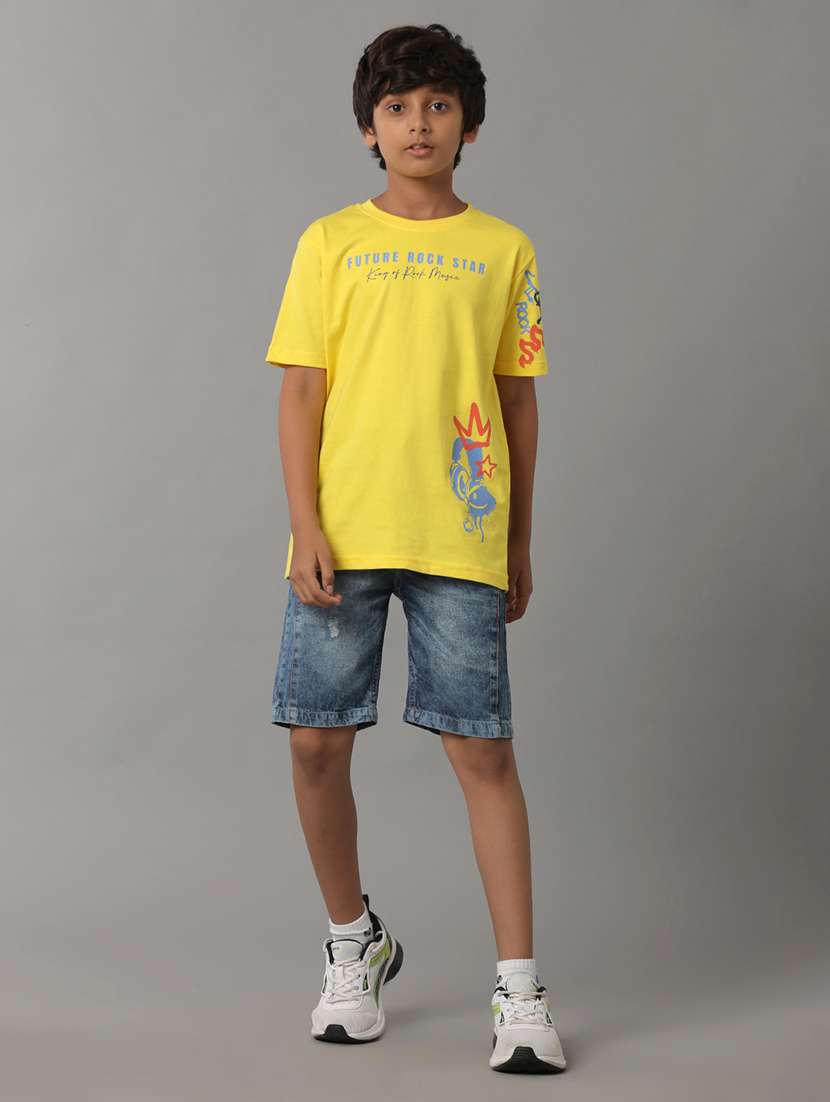 boys solid mid rise denim shorts - 22288867 -  Standard Image - 2