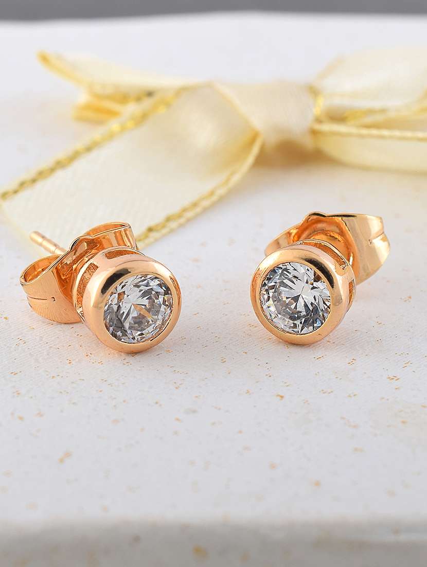 women gold brass drop earring