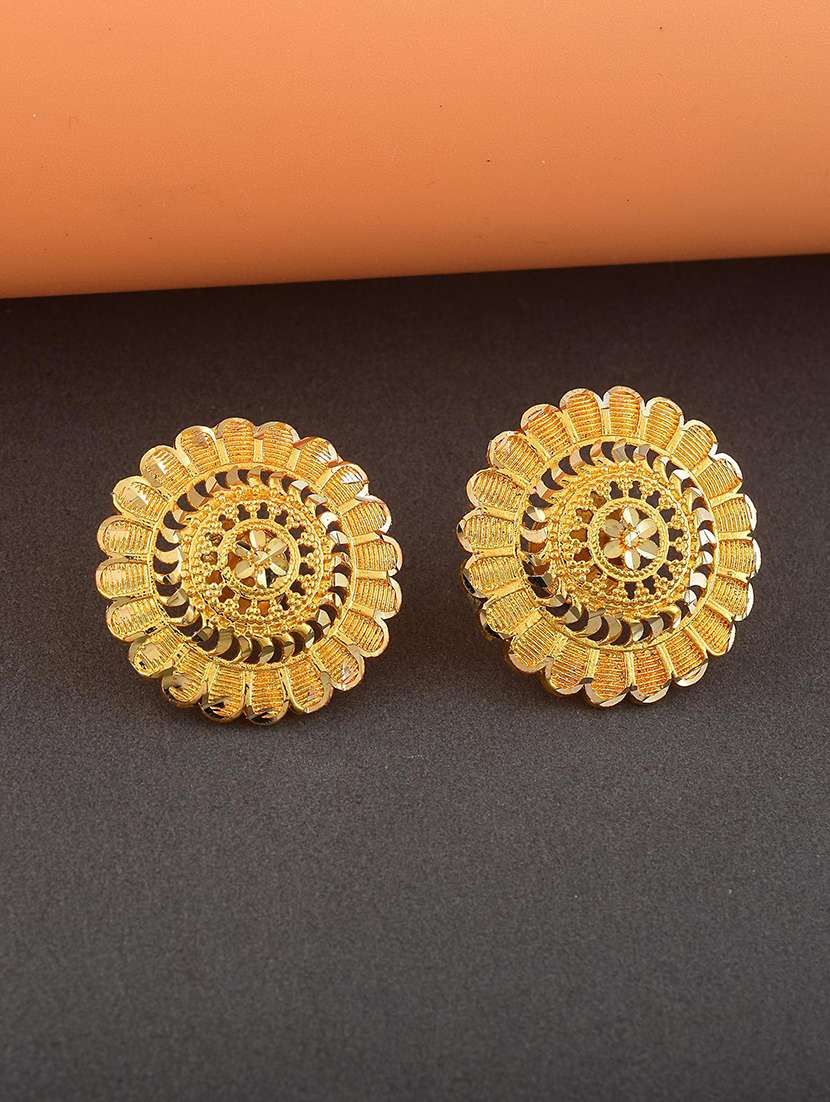 women gold brass stud earring
