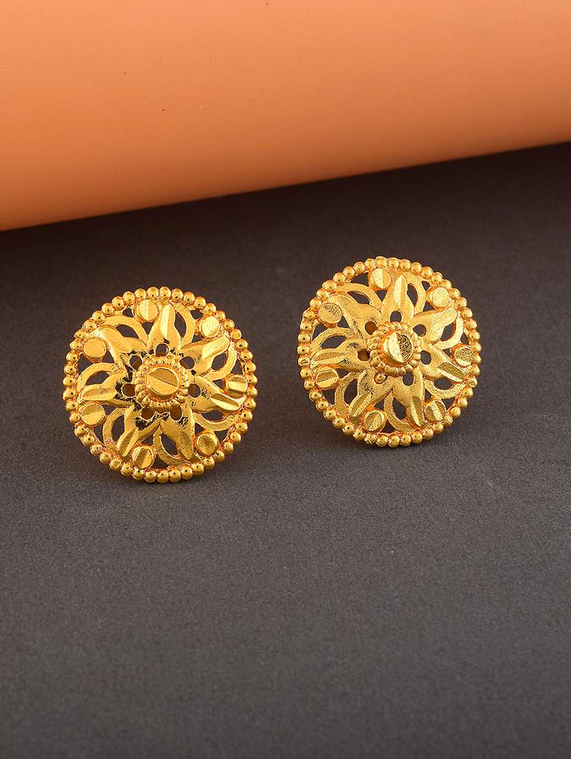 women gold brass stud earring