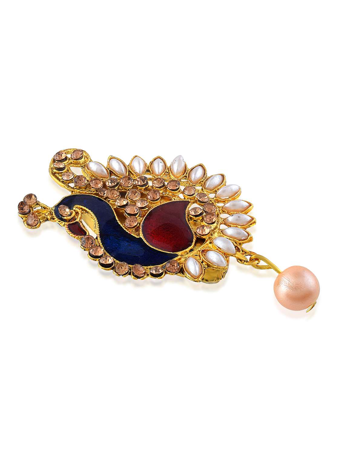 brass gold plated pearl cz shaped sareepin brooch - 22289184 -  Standard Image - 2