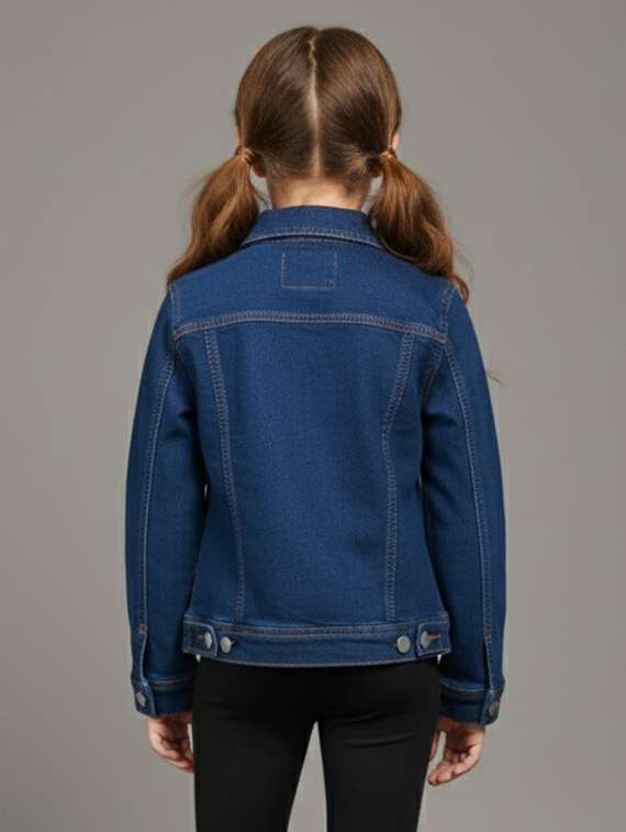 girls solid collared long sleeve denim jacket - 22289320 -  Standard Image - 2
