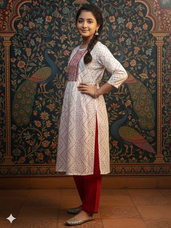 women three quarter sleeve straight kurta - 22289327 -  Standard Image - 2