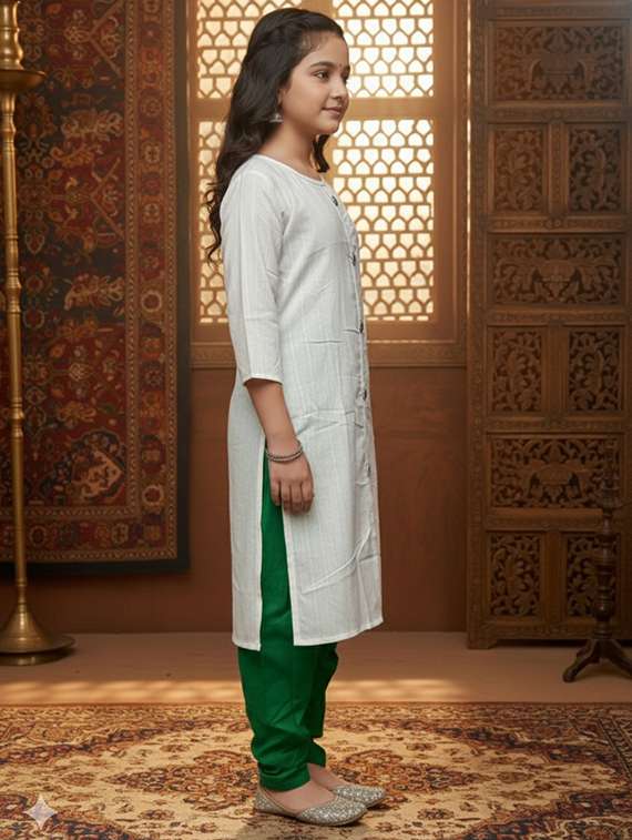 women three quarter sleeve straight kurta - 22289348 -  Standard Image - 2