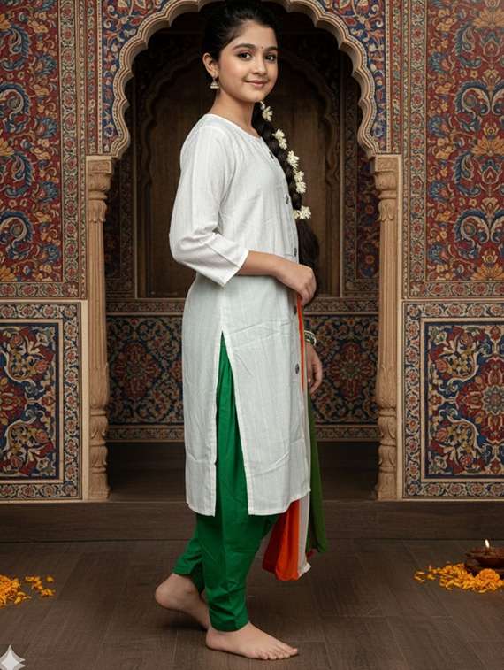 women three quarter sleeve straight kurta - 22289350 -  Standard Image - 2