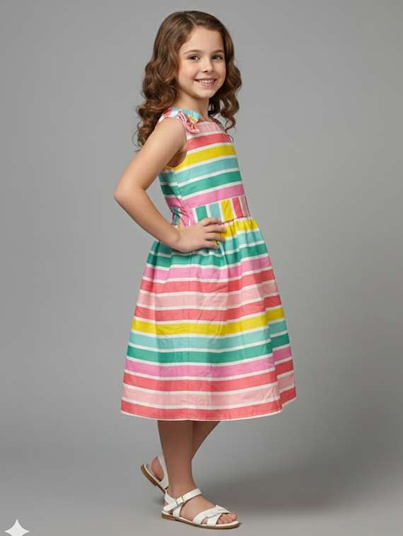 girls color blocked sleeveless frock - 22289353 -  Standard Image - 2