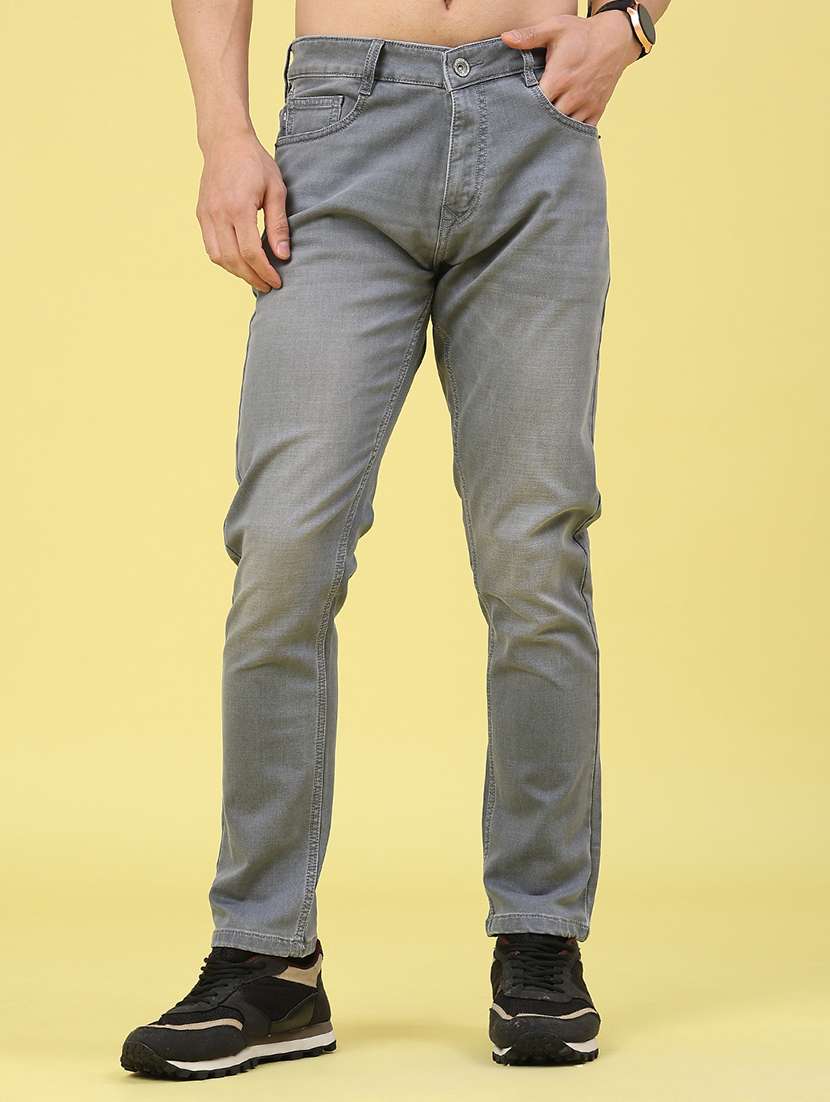 men washed mid rise full length slim fit jeans