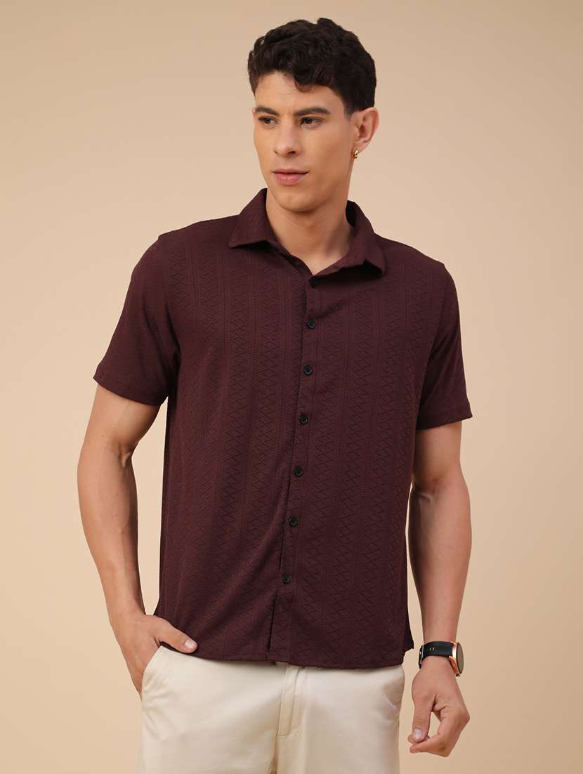 maroon polyester casual shirt - 22289896 -  Standard Image - 2