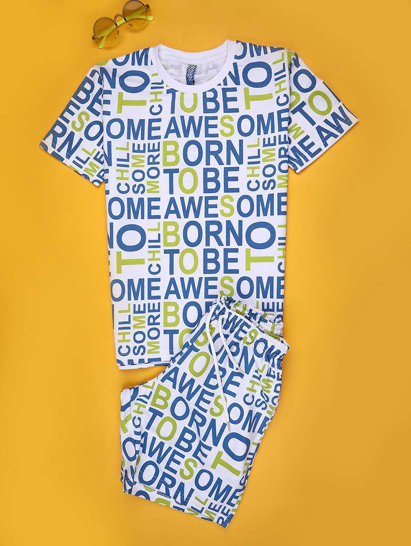 boys typography short sleeve co-ord set