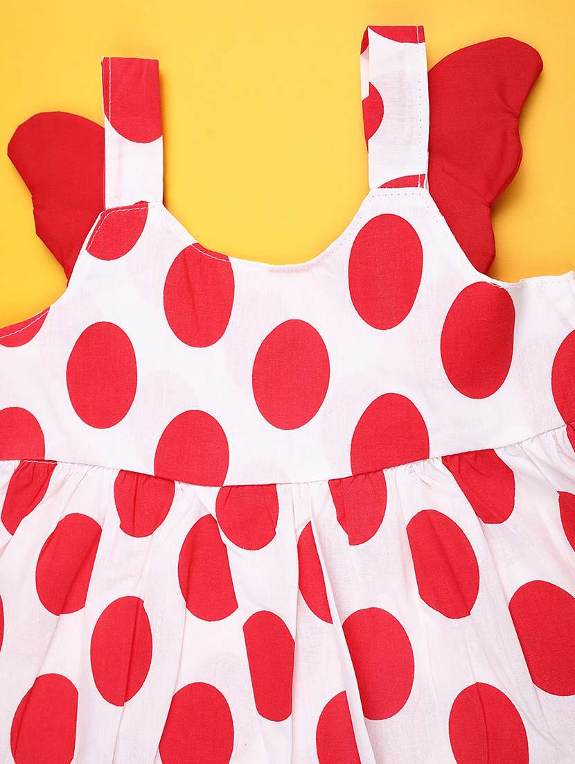 girls polka dot u neck frock - 22290002 -  Standard Image - 2
