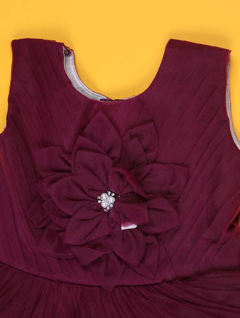 maroon cotton fit & flare dress - 22290030 -  Standard Image - 2