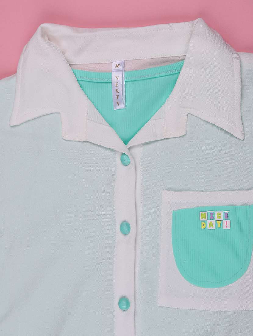 gilrs solid collared short sleeve shirts top - 22290062 -  Standard Image - 2