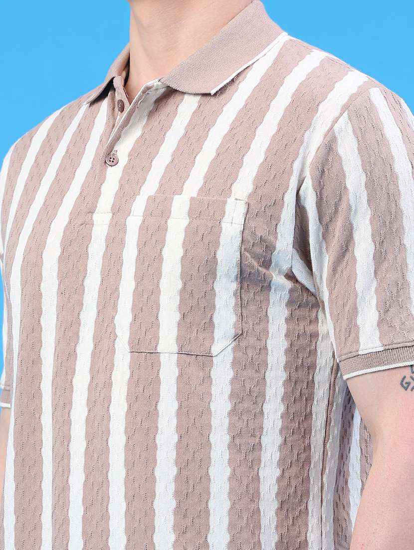 men striped short sleeve regular fit polo t-shirt - 22290349 -  Standard Image - 2