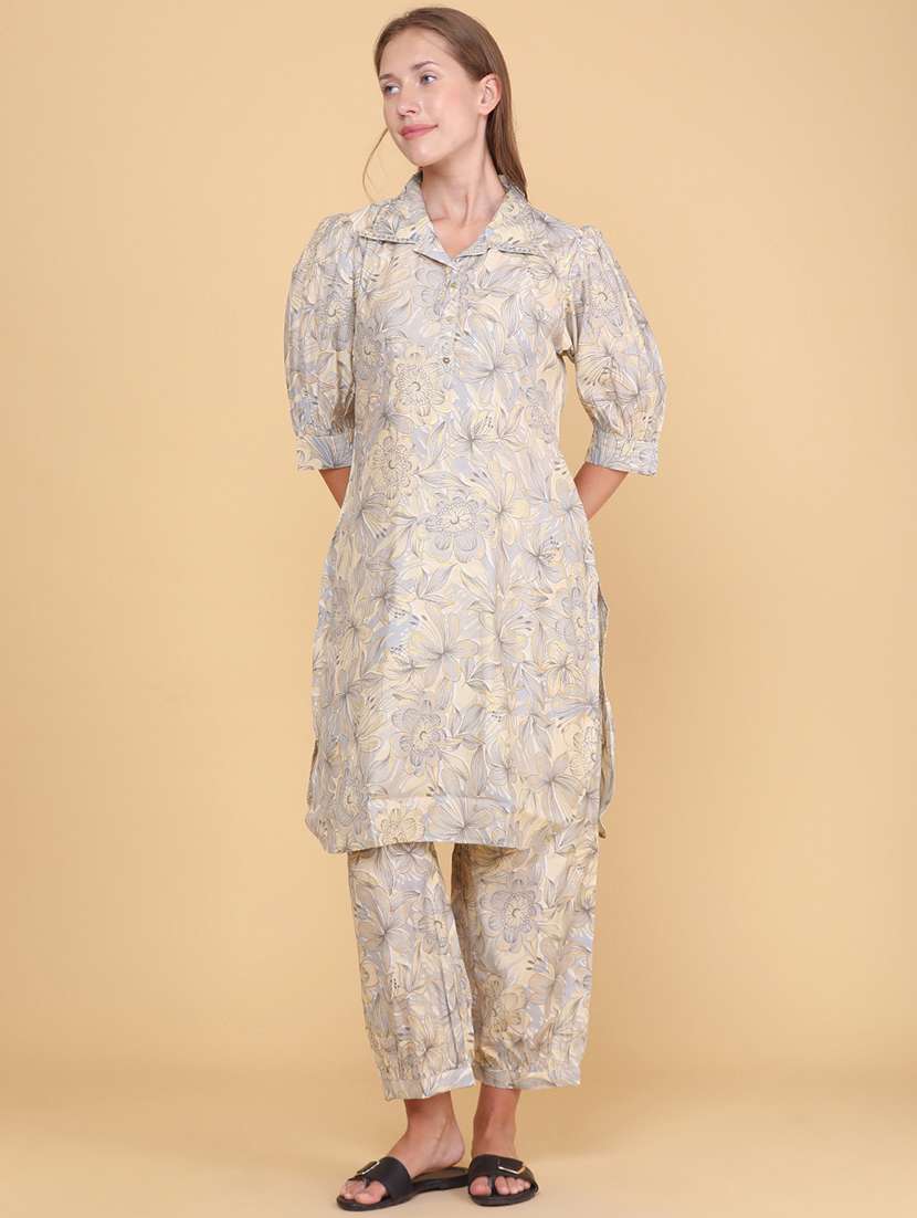 women printed three quarter sleeves ethnic co-ord set - 22290362 -  Standard Image - 2