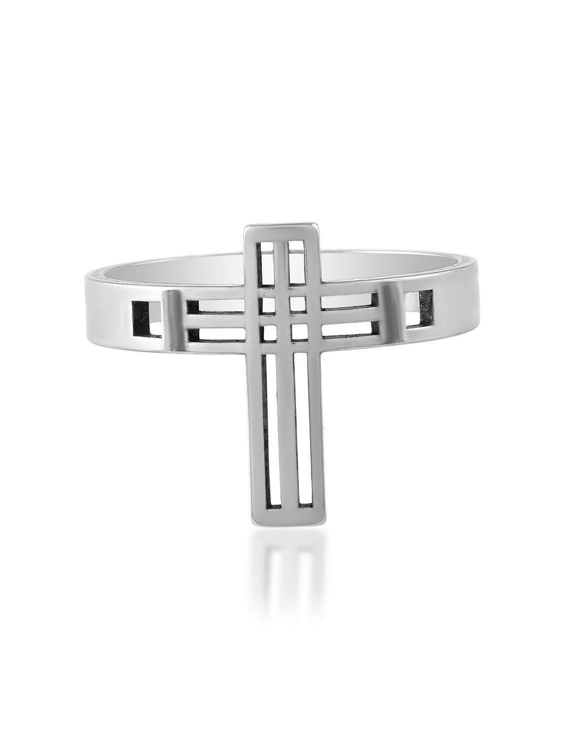 stainless steel cross finger ring and rose gold plated cross pendant  - 22290388 -  Standard Image - 2
