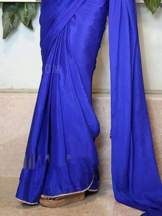 women solid plain saree with blouse - 22290389 -  Standard Image - 2