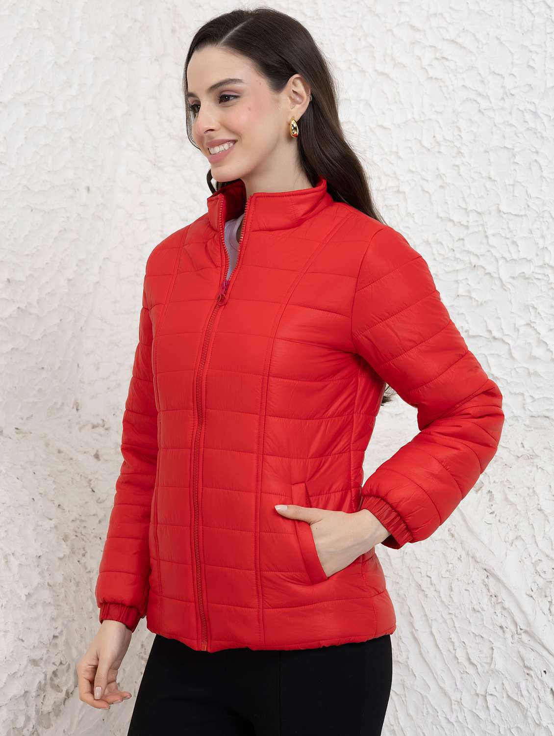 women solid long sleeve quilted jacket - 22290416 -  Standard Image - 2