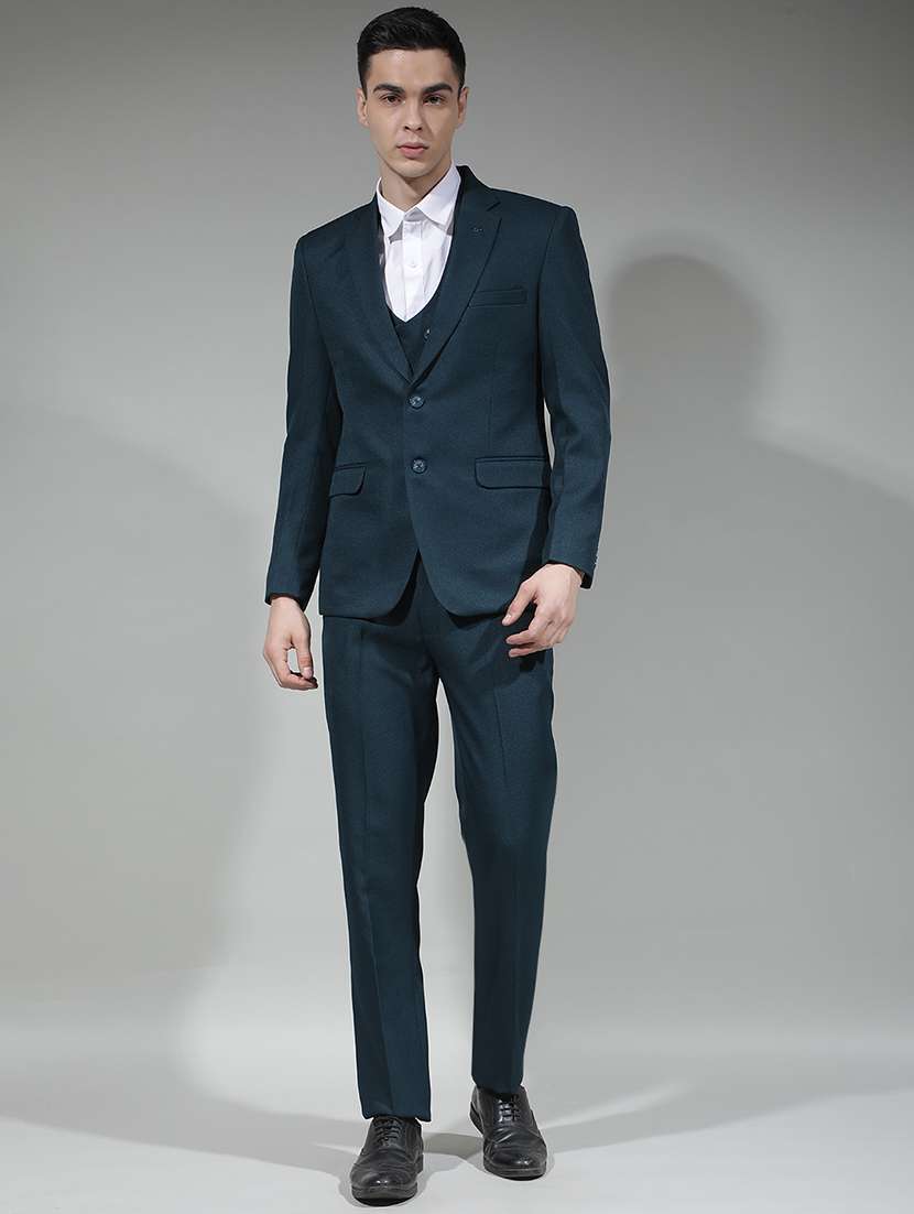 men solid lapel collar 3-piece suit set - 22290479 -  Standard Image - 2