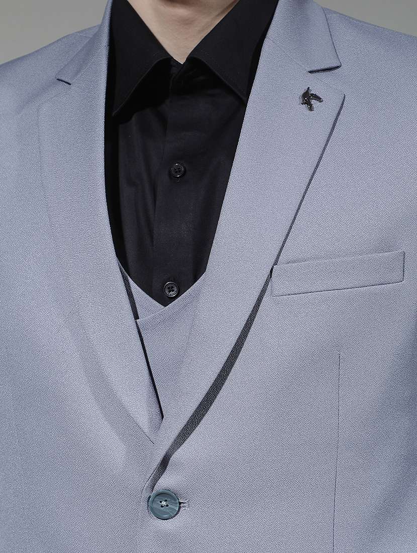 men solid lapel collar 3-piece suit set - 22290480 -  Standard Image - 7
