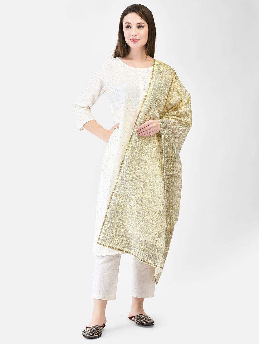 women printed three quarter sleeve straight kurta