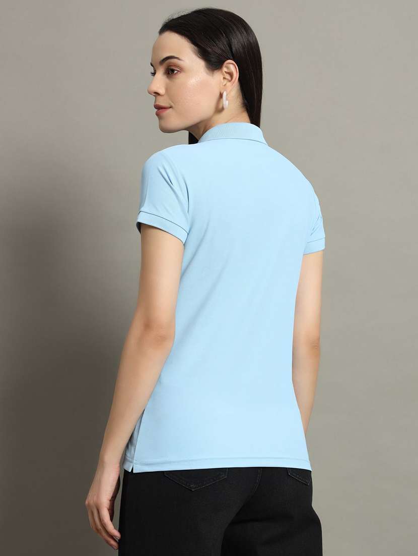 women solid short sleeve polo t-shirt - 22290535 -  Standard Image - 2