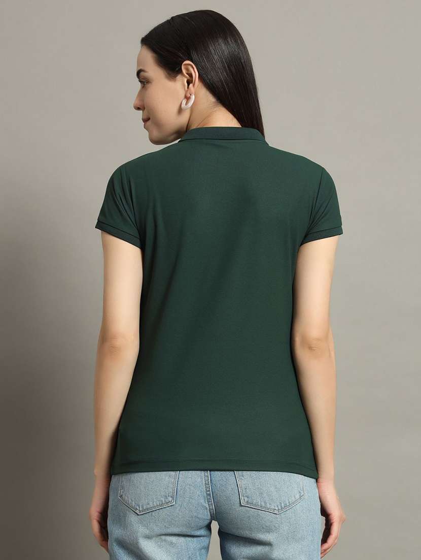 women solid short sleeve polo t-shirt - 22290536 -  Standard Image - 2