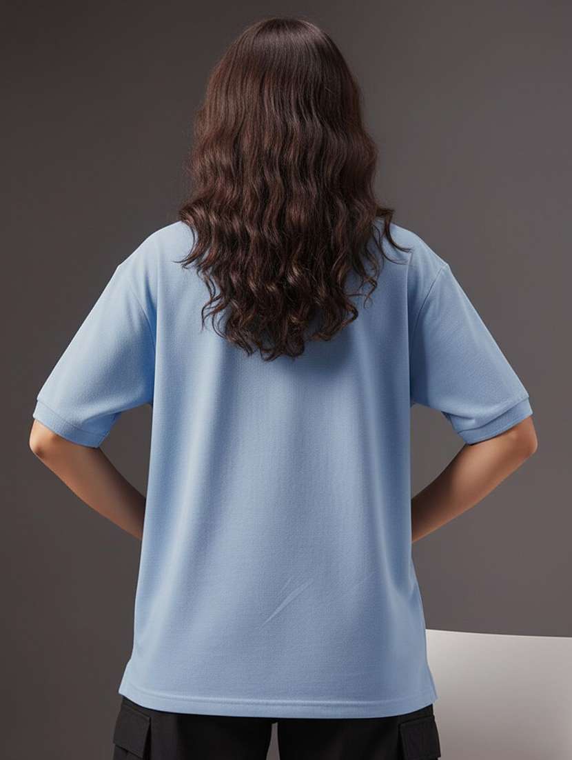 women solid short sleeve oversized polo t-shirt - 22290557 -  Standard Image - 2