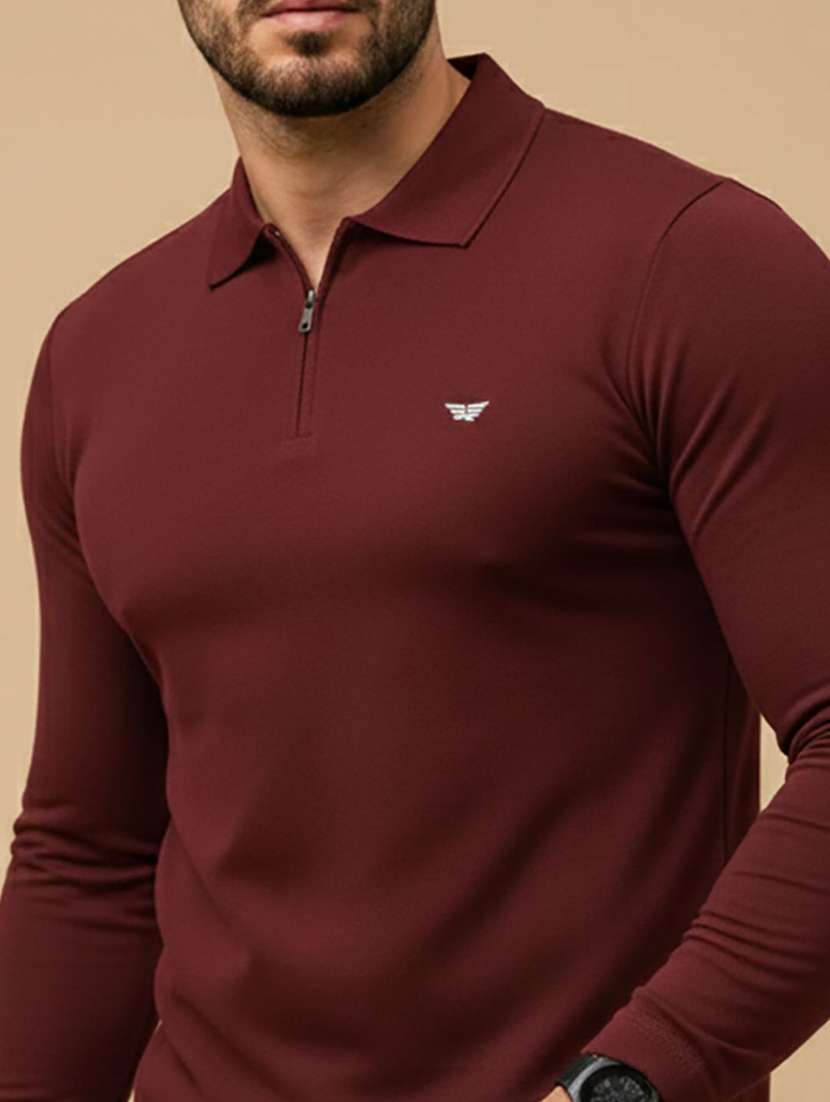 men solid long sleeve polo t-shirt - 22290599 -  Standard Image - 2