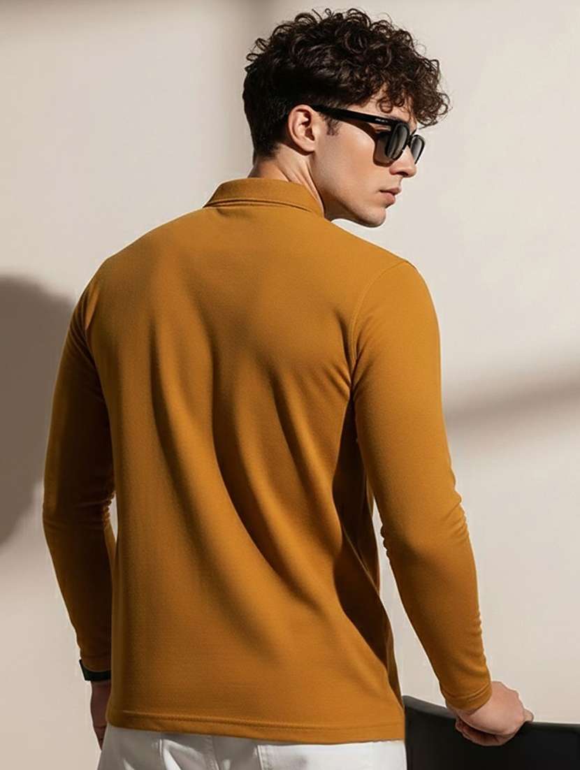men solid long sleeve polo t-shirt - 22290601 -  Standard Image - 2
