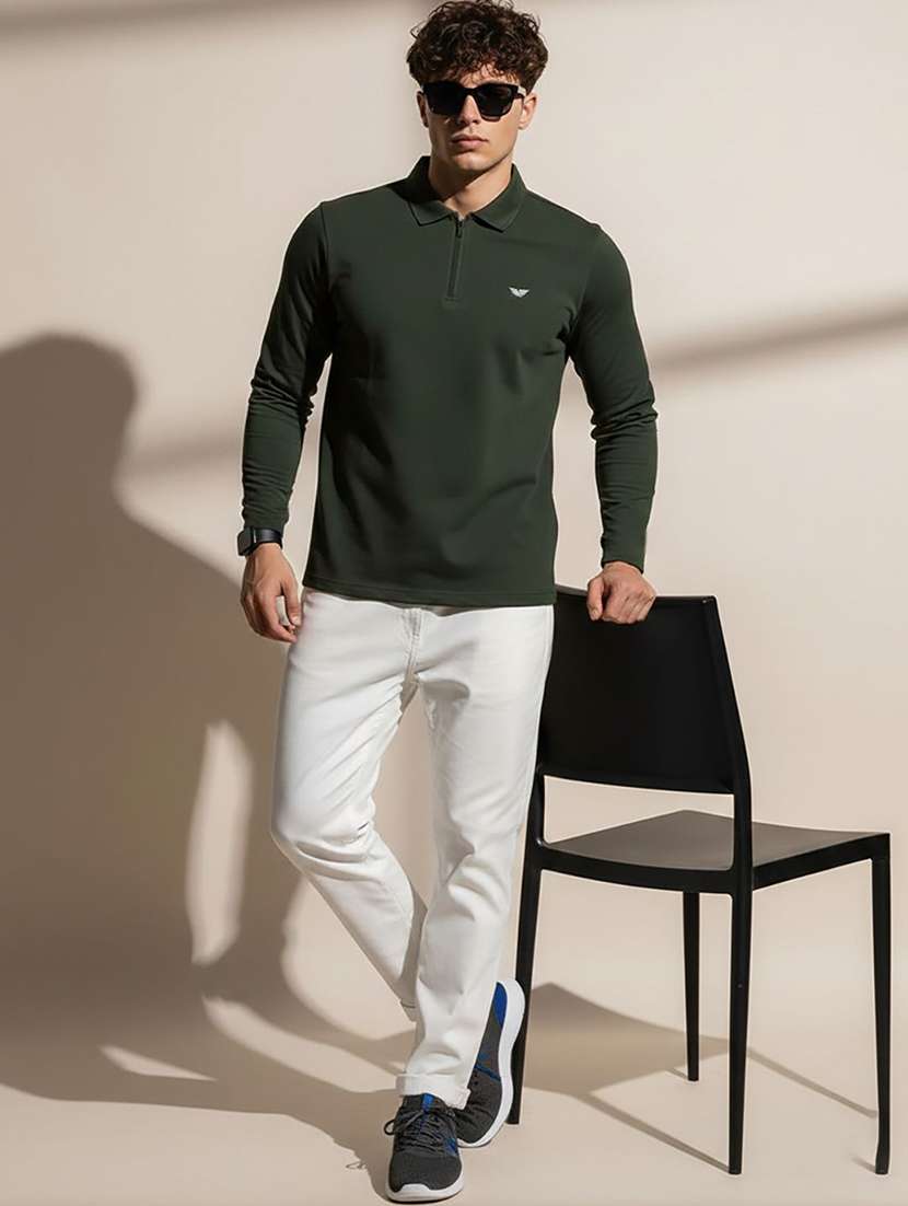men solid long sleeve polo t-shirt - 22290604 -  Standard Image - 2