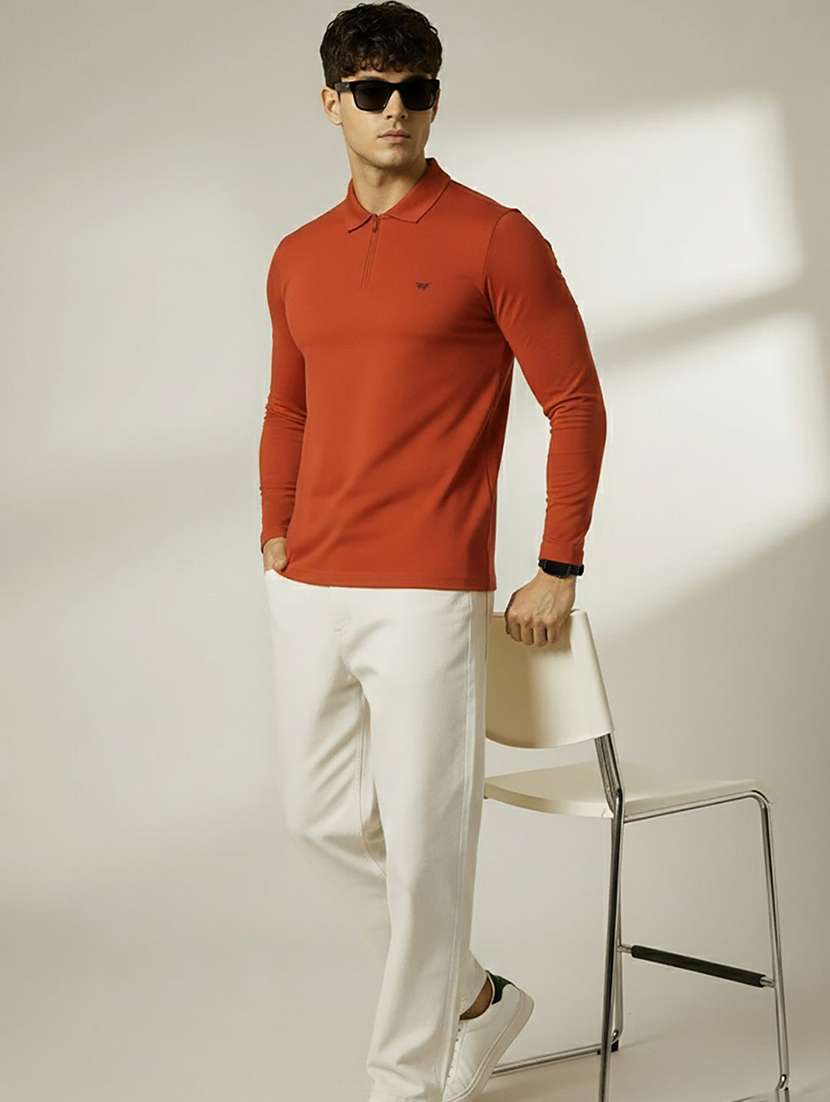 men solid long sleeve polo t-shirt - 22290611 -  Standard Image - 2