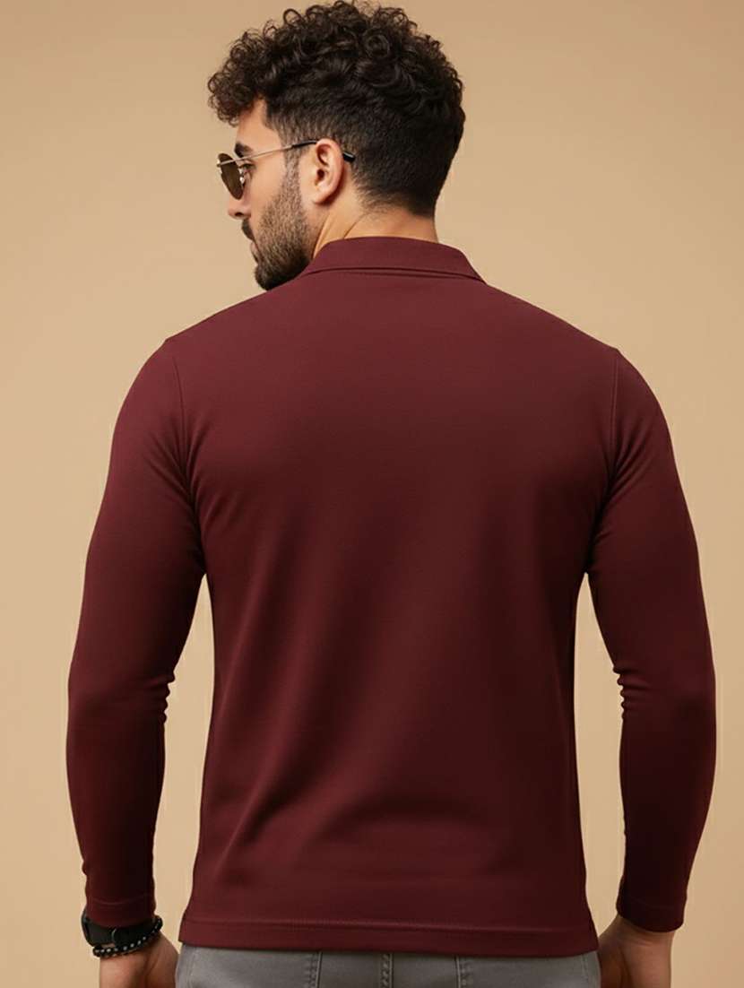 men solid long sleeve polo t-shirt - 22290616 -  Standard Image - 2