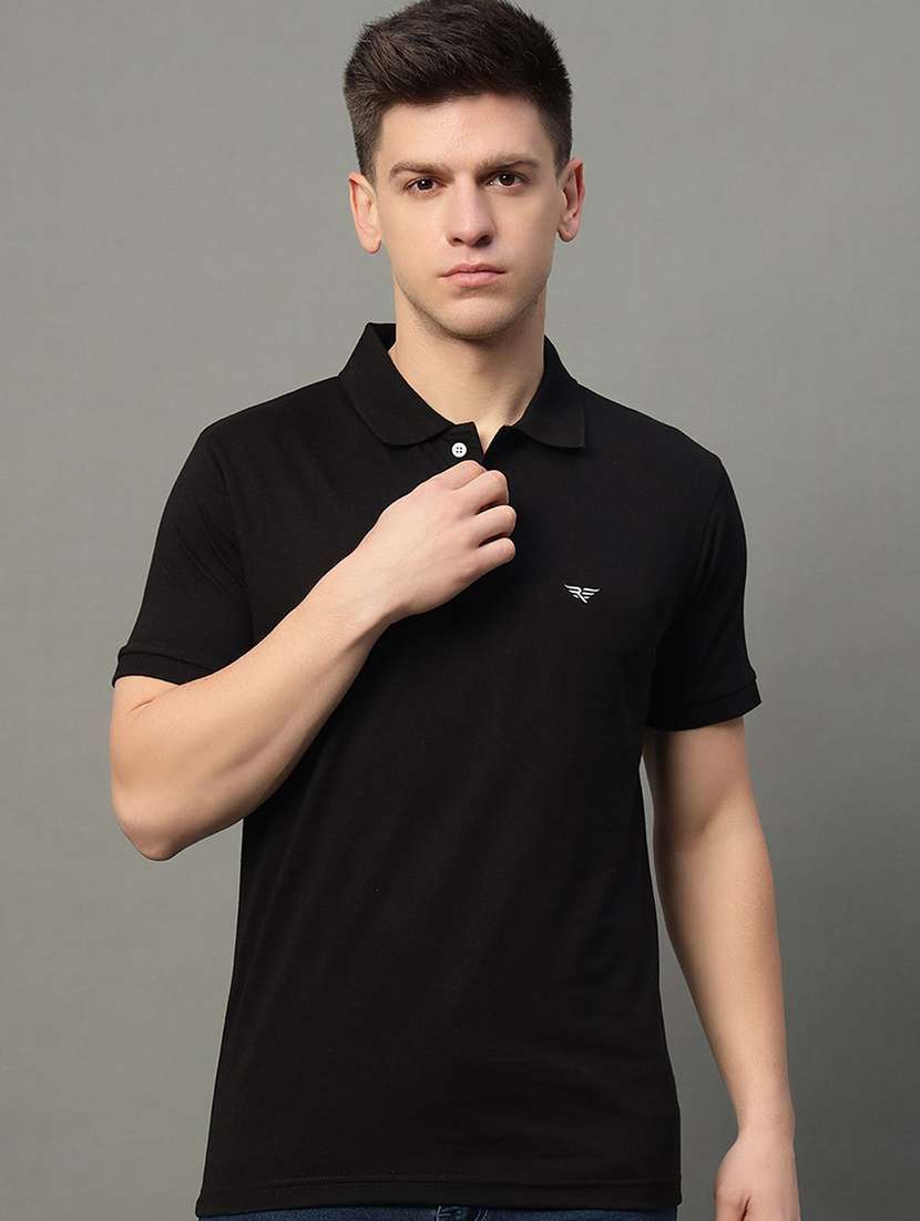 men solid short sleeve polo t-shirt