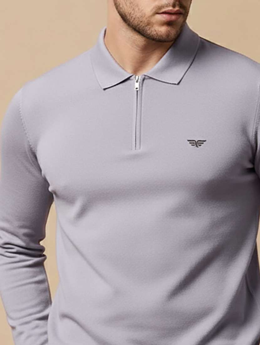 men solid long sleeve polo t-shirt - 22290631 -  Standard Image - 2