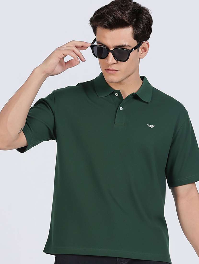 men solid short sleeve polo t-shirt