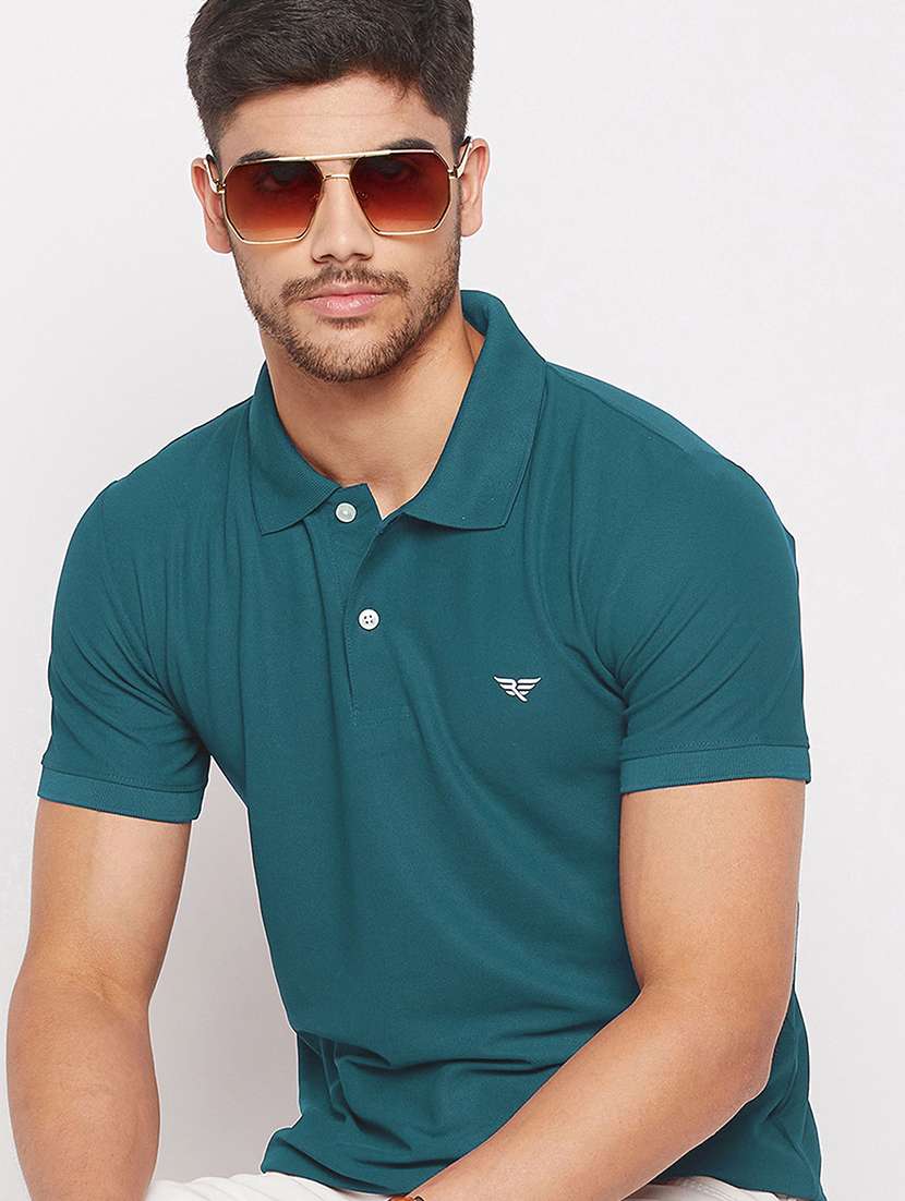 men solid short sleeve polo t-shirt