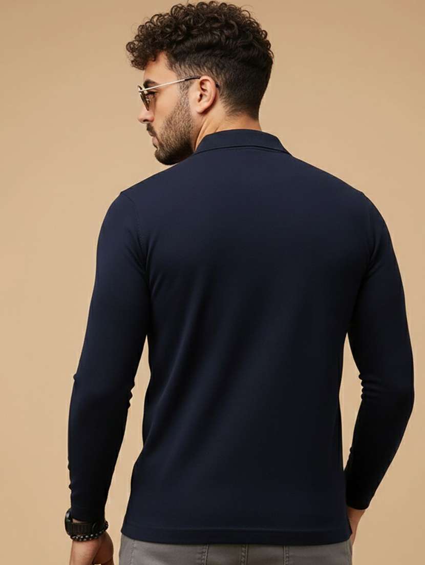 men solid long sleeve polo t-shirt - 22290669 -  Standard Image - 2