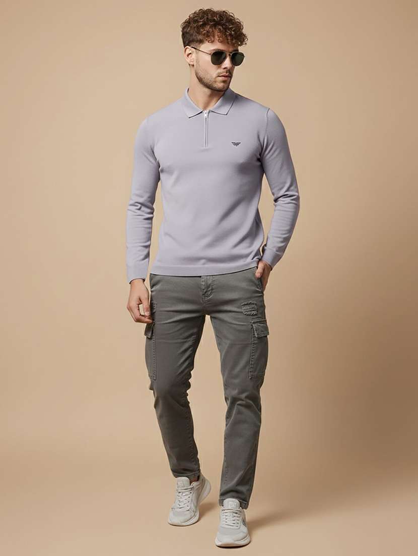 men solid long sleeve polo t-shirt - 22290679 -  Standard Image - 2