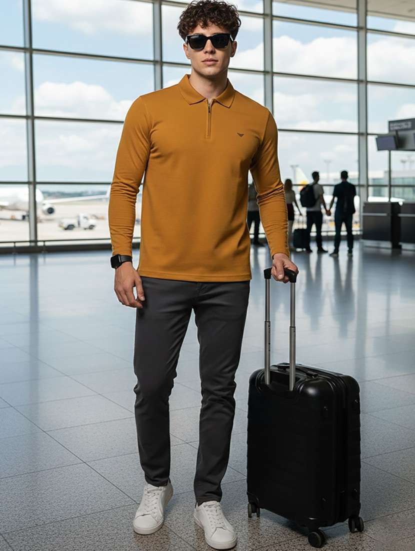 men solid long sleeve polo t-shirt - 22290694 -  Standard Image - 2