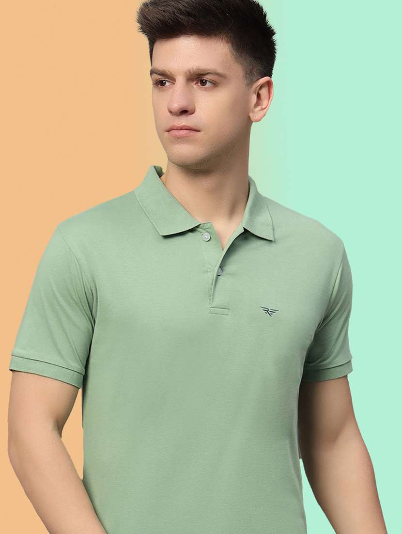 men solid short sleeve polo t-shirt
