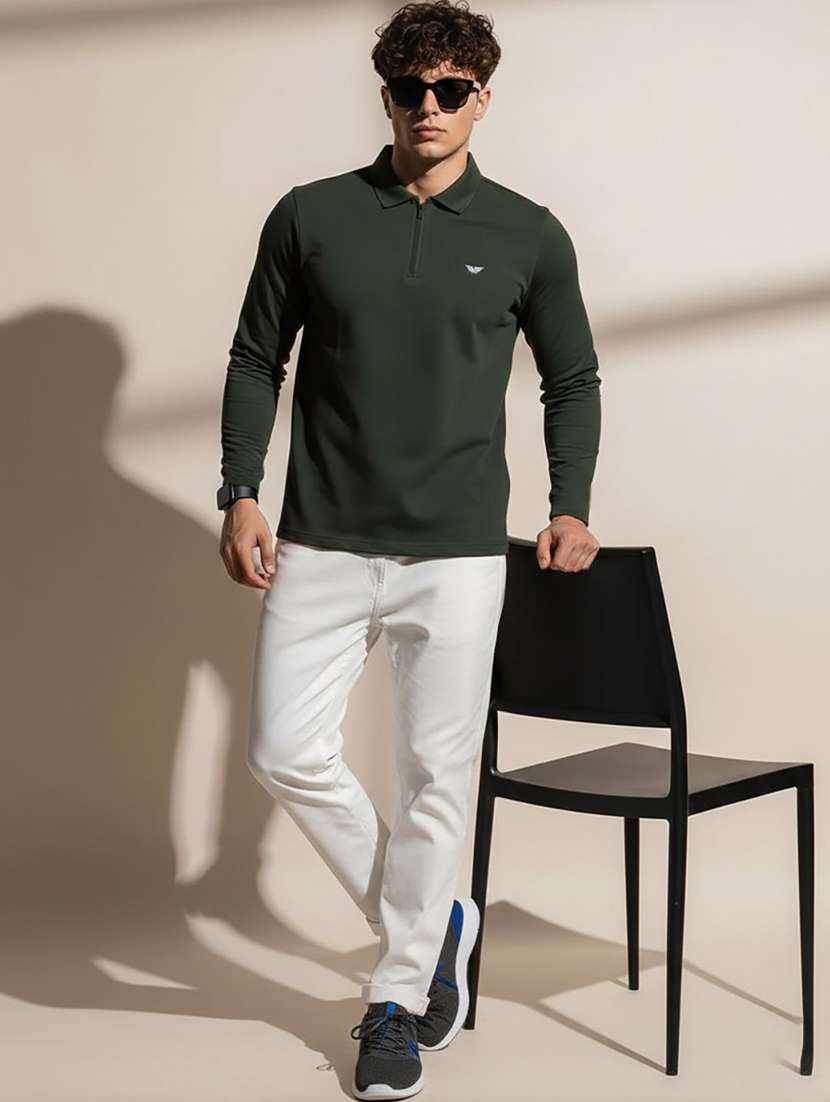 men solid long sleeve polo t-shirt - 22290897 -  Standard Image - 2